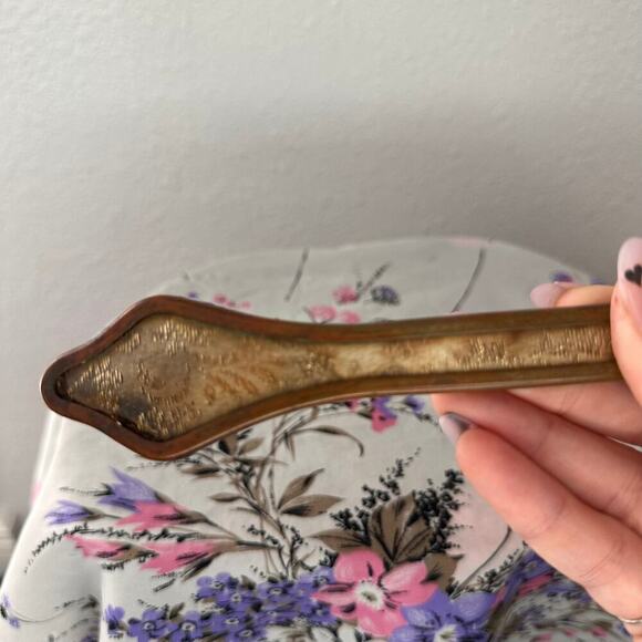 Vintage French Style Handheld Mirror Embossed Detailed Back - Picture 7 of 8